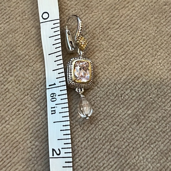 Judith Ripka Sterling 18k Gold Pink Quartz Diamond SINGLE Pierced Earring - Picture 6 of 11